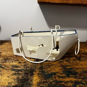 Cream Cutout Duck Tin Basket